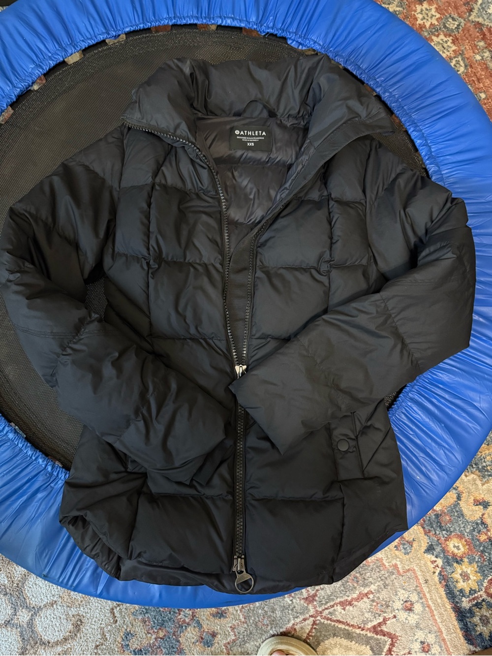 Athleta Black Quilted Down Puffer Jacket